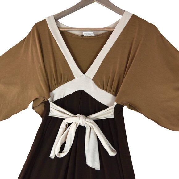 Boston Proper Colorblock Maxi Dress M Boho Tie Waist Flowy USA Made - Picture 3 of 7